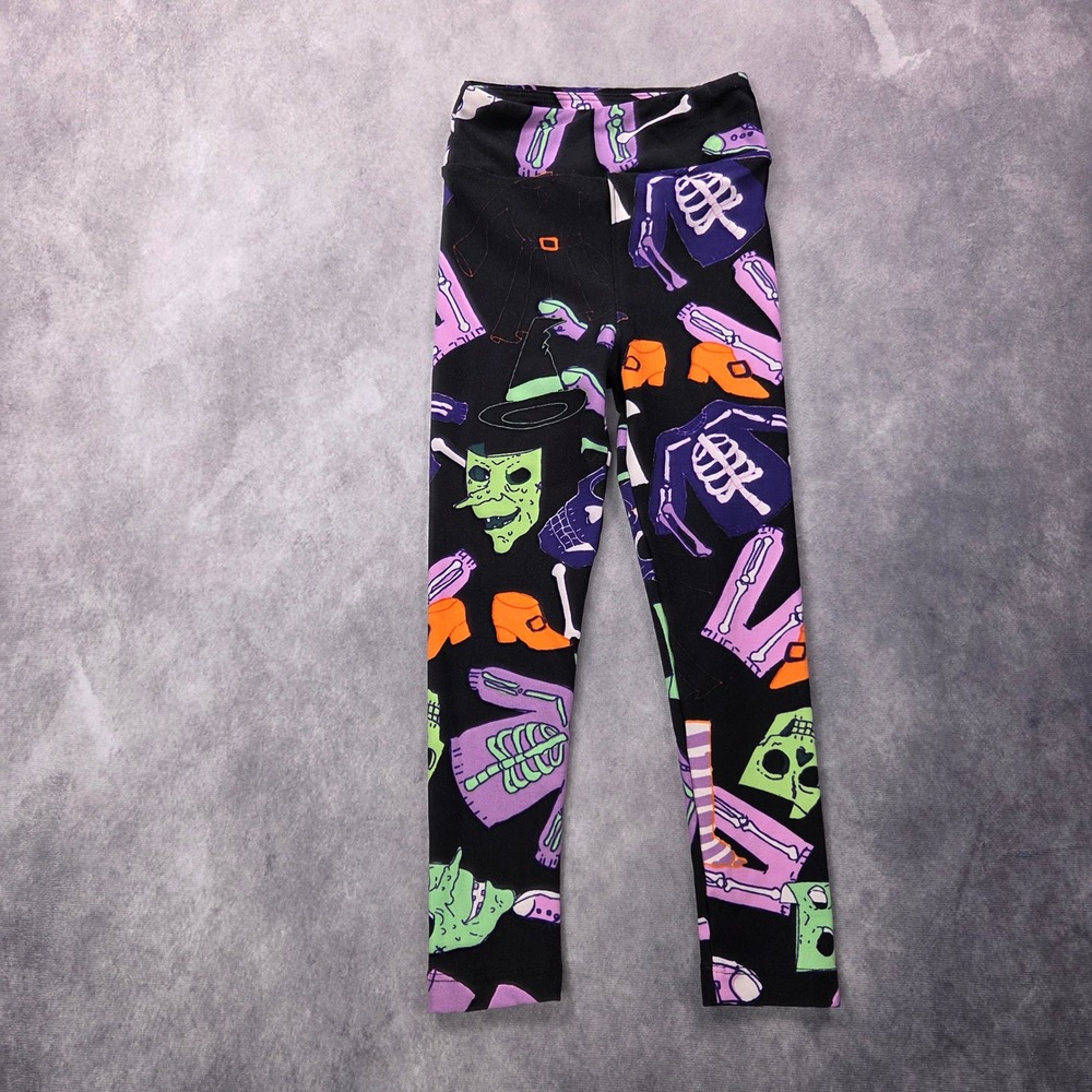 LuLaRoe Leggings Kids S/M fits size 2-8 Halloween Witch Skeleton Spooky Holiday